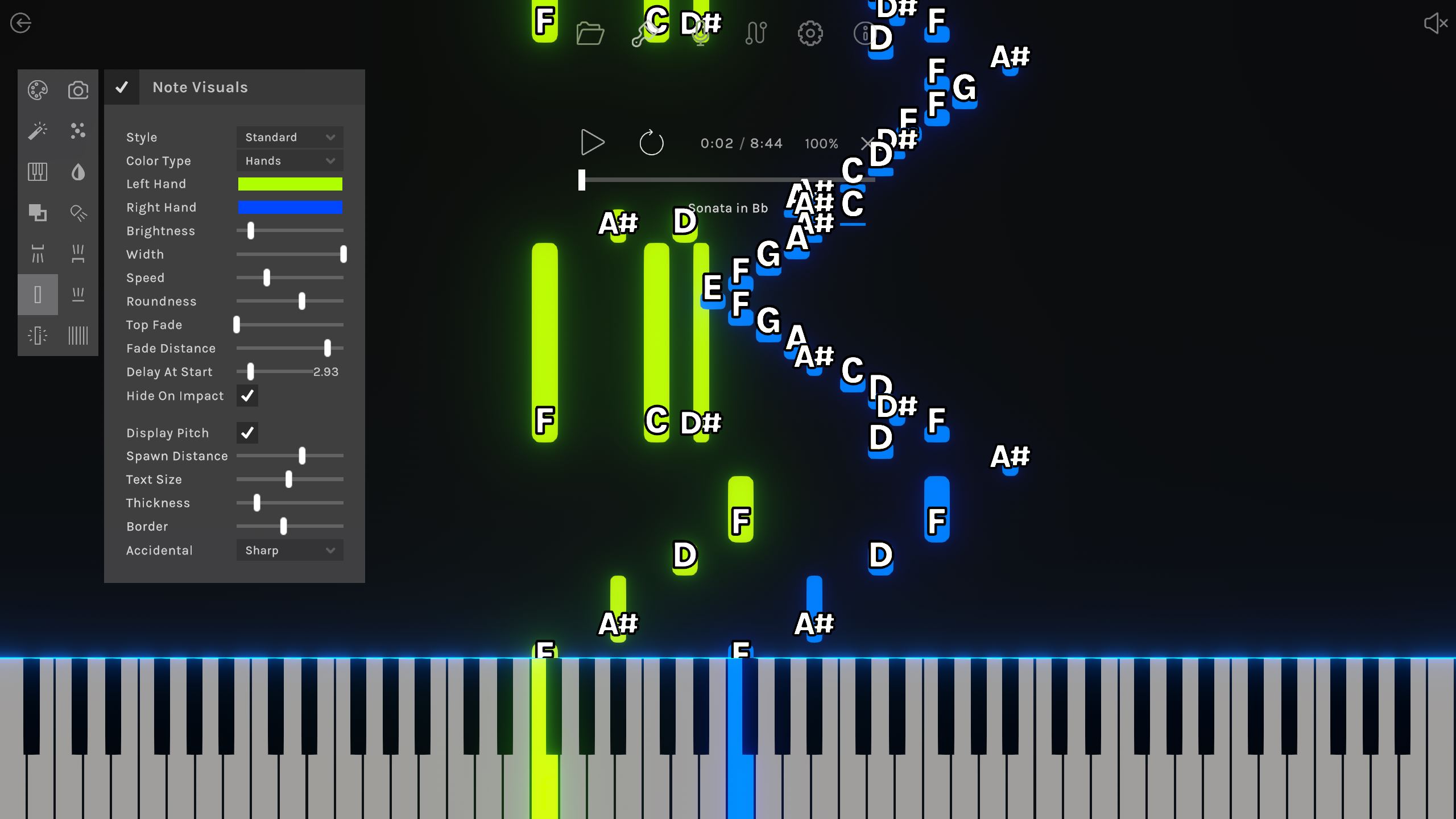 Note visuals screenshot